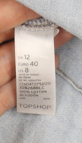 Topshop Women's Blue Denim Button-Up Shirt Size 12