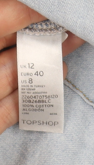 Topshop Women's Blue Denim Button-Up Shirt Size 12