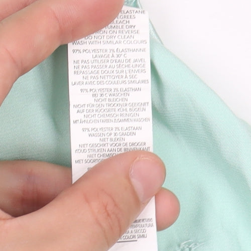 Boohoo Green Cropped Satin Blouse, Size 14, Casual V-Neck