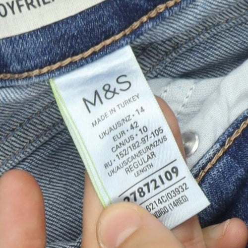 Marks and Spencer Women's Blue Boyfriend Jeans Size 14