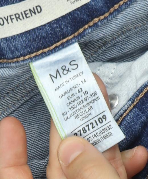 Marks and Spencer Women's Blue Boyfriend Jeans Size 14