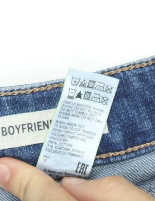 Marks and Spencer Women's Blue Boyfriend Jeans Size 14