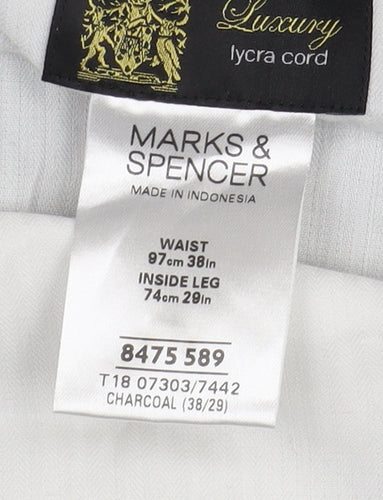 Marks & Spencer Grey Corduroy Trousers Men's 38 Regular