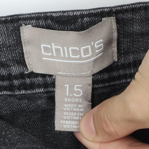 Chico's Grey Studded Straight Jeans - Women Size 6