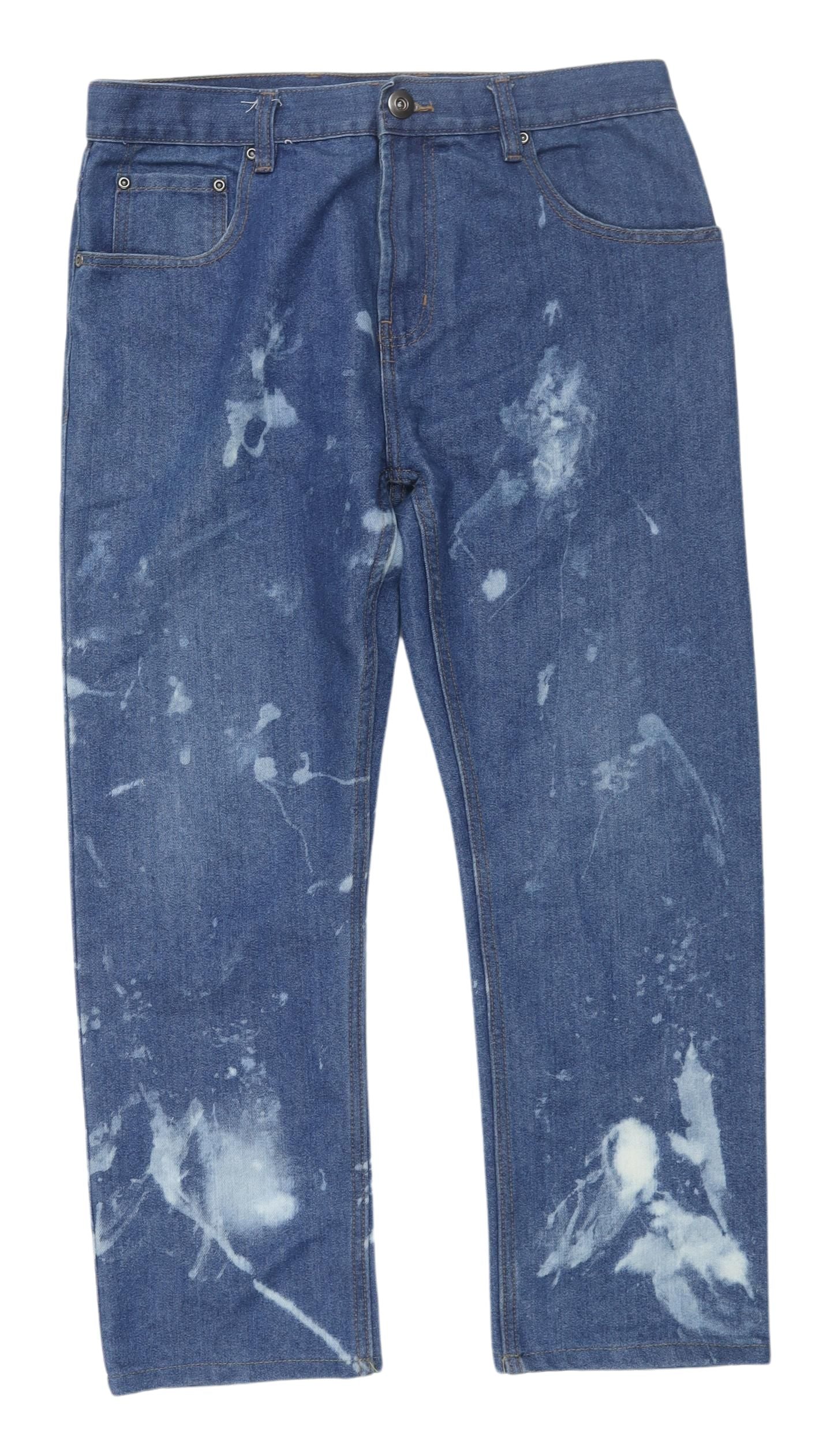 Denim Co. Men's Blue Straight Leg Distressed Jeans W32 L30
