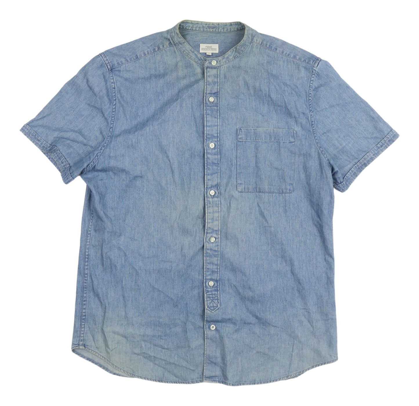 Next Men's Blue Short Sleeve Denim Shirt L