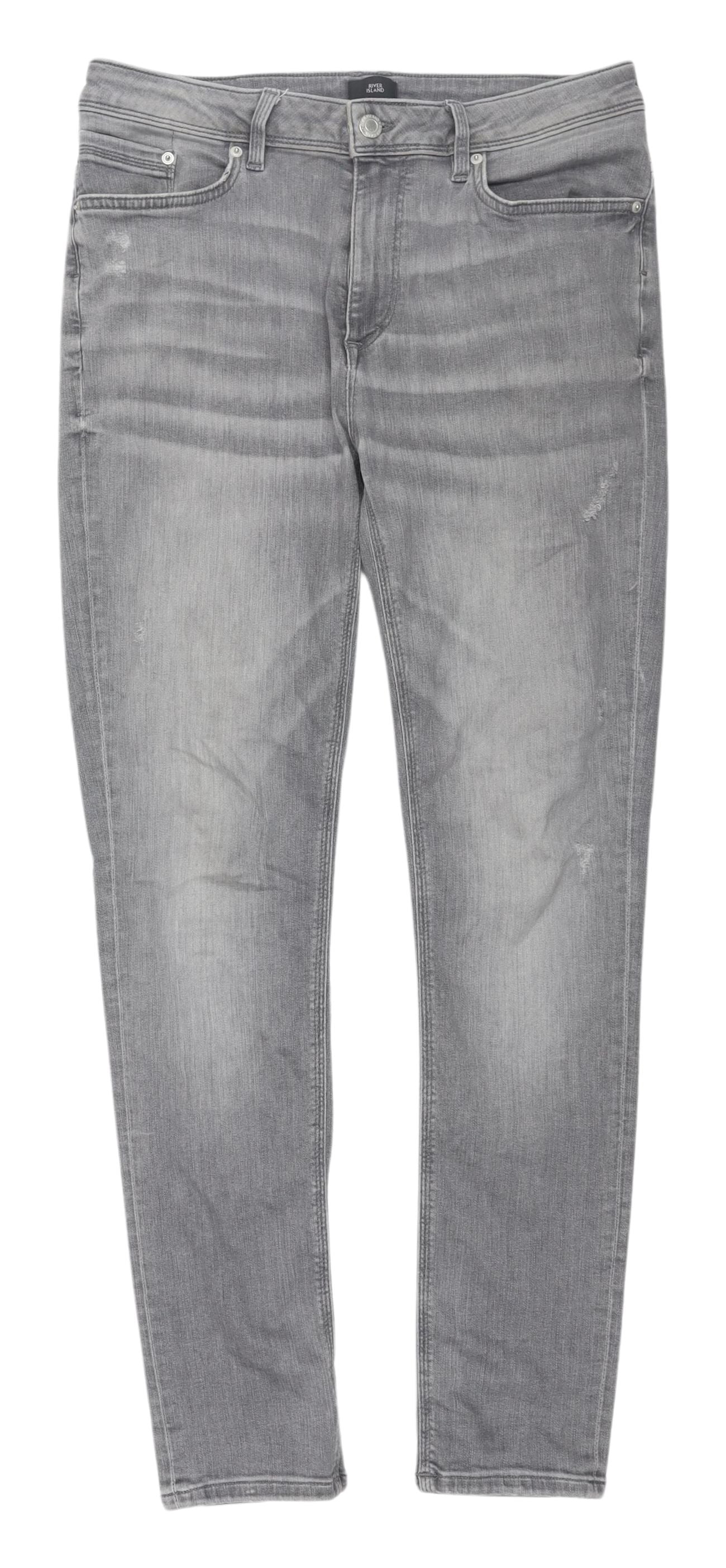 River Island Men's Grey Skinny Jeans - 34R