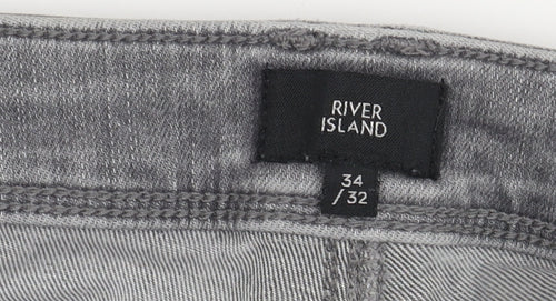 River Island Men's Grey Skinny Jeans - 34R