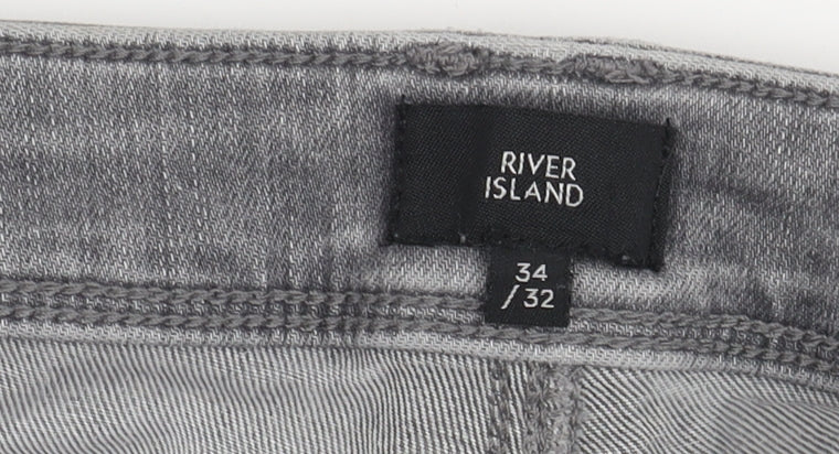 River Island Men's Grey Skinny Jeans - 34R