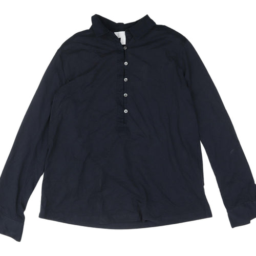 The White Company Black Button-Up Shirt Women Size 8
