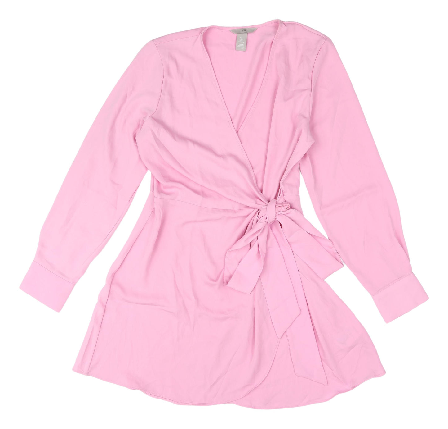 H&M Women's Pink Wrap Dress, Size 12, Long Sleeve