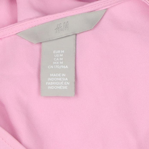 H&M Women's Pink Wrap Dress, Size 12, Long Sleeve