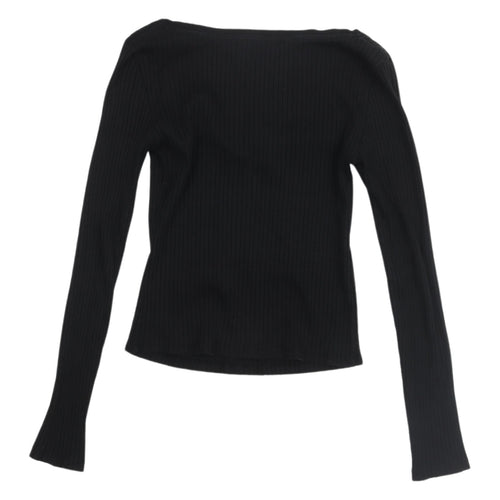 Zara Black Square Neck Long Sleeve Blouse, Size S