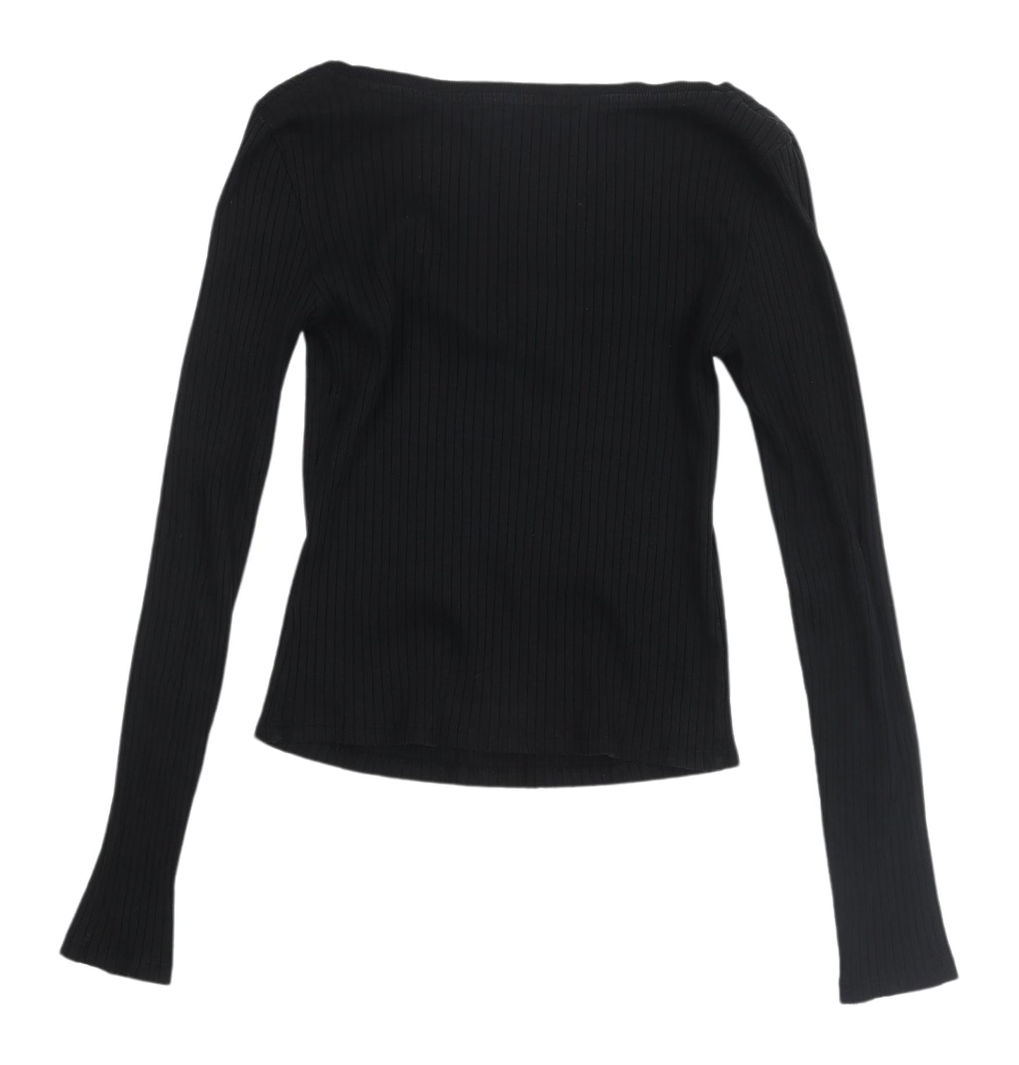 Zara Black Square Neck Long Sleeve Blouse, Size S