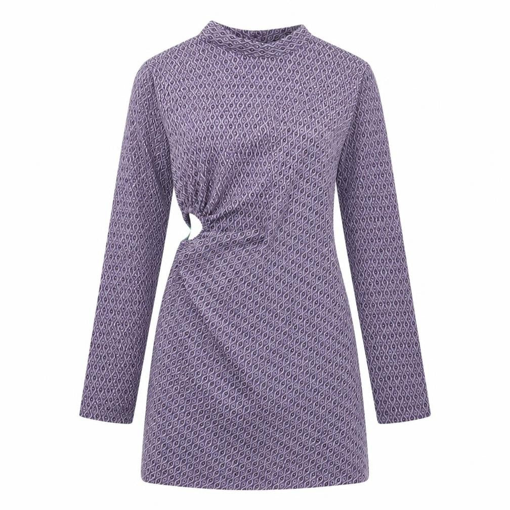 Zara Women's Purple Geometric Mock Neck Shift Dress Size 12