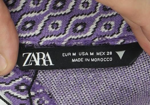 Zara Women's Purple Geometric Mock Neck Shift Dress Size 12