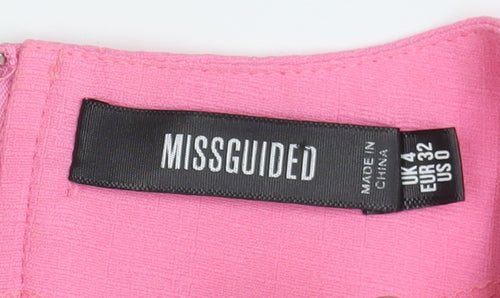 Missguided Women's Pink Cropped Blouse with Balloon Sleeves
