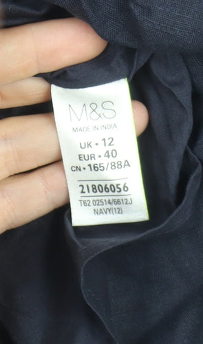 Marks and Spencer Women's Navy Linen A-Line Dress