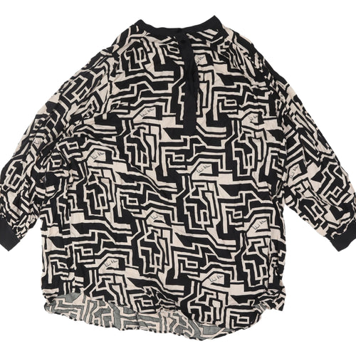 H&M Women’s Black Geometric Blouse, Relaxed 2XL