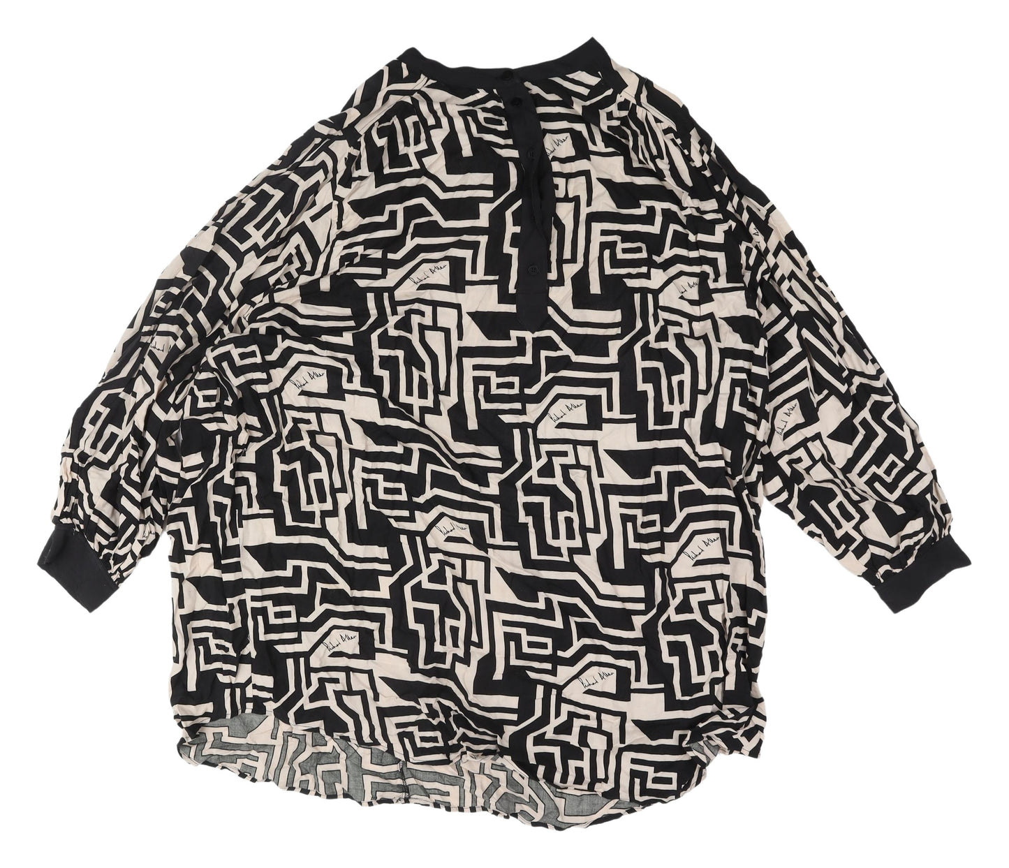 H&M Women’s Black Geometric Blouse, Relaxed 2XL