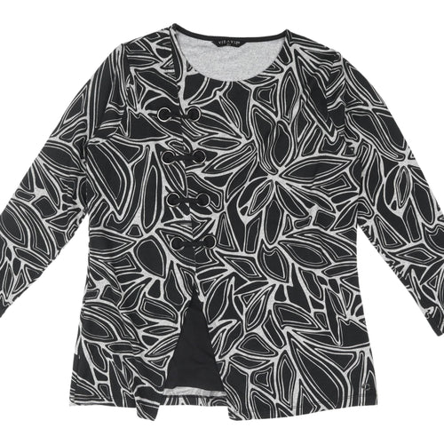 Viz-A-Viz Women's Black Cardigan 14/16 Geometric Print
