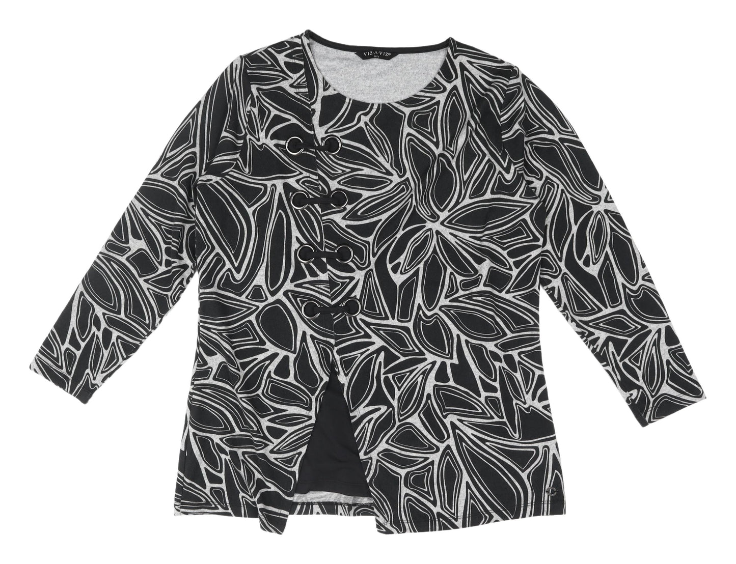Viz-A-Viz Women's Black Cardigan 14/16 Geometric Print