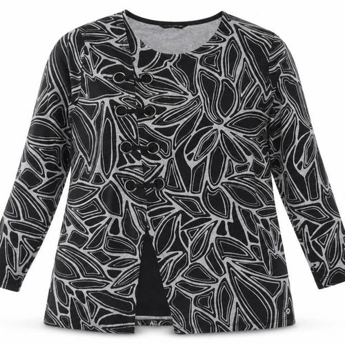 Viz-A-Viz Women's Black Cardigan 14/16 Geometric Print
