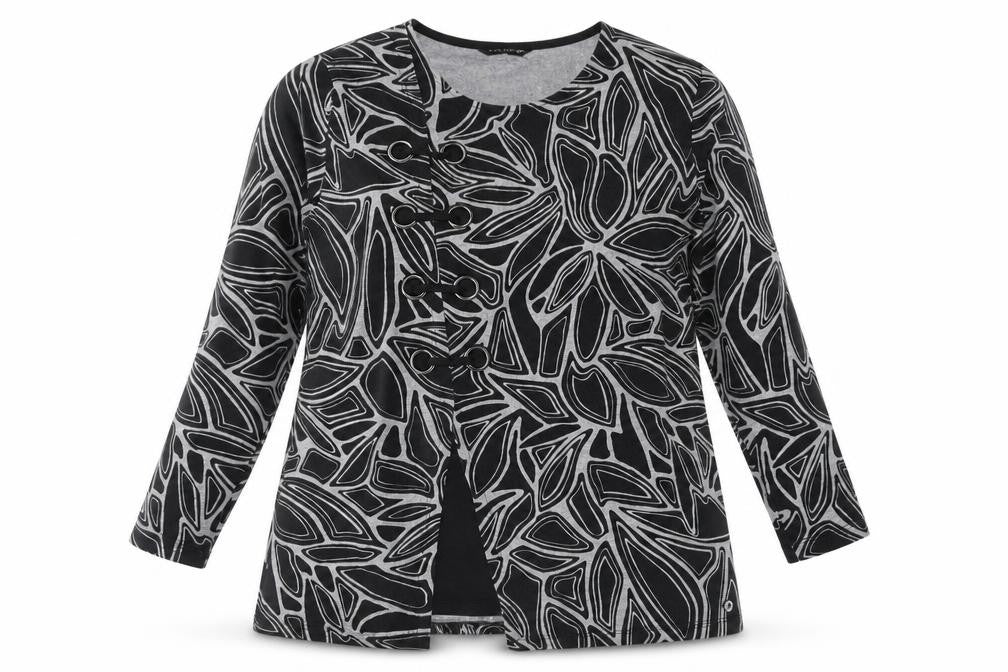 Viz-A-Viz Women's Black Cardigan 14/16 Geometric Print