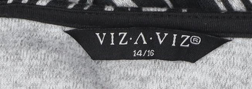 Viz-A-Viz Women's Black Cardigan 14/16 Geometric Print