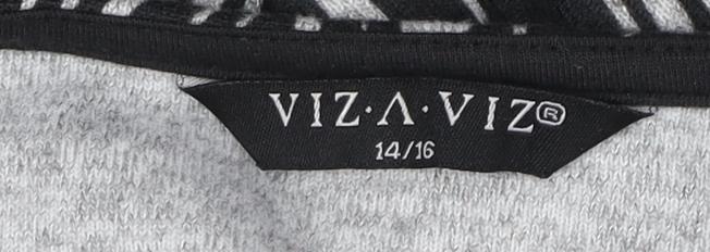 Viz-A-Viz Women's Black Cardigan 14/16 Geometric Print