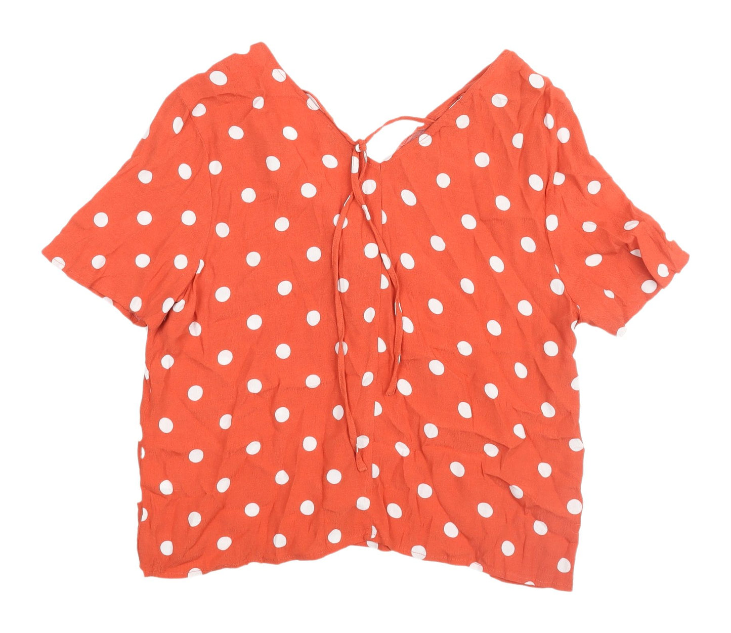 Warehouse Women's Orange Polka Dot Cropped Blouse, Size 14