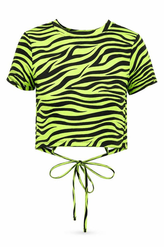 Front view of FB Sister Women's Multicoloured XS Zebra Print Crop Top