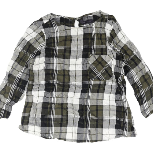 Marks and Spencer Women's Green Plaid Blouse, Size 12