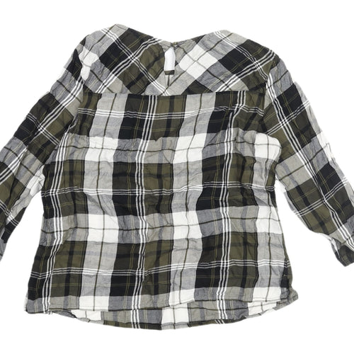 Marks and Spencer Women's Green Plaid Blouse, Size 12