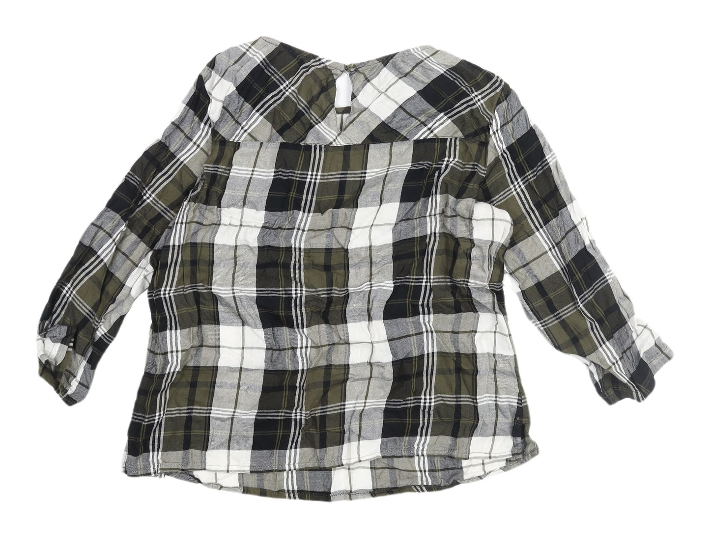 Marks and Spencer Women's Green Plaid Blouse, Size 12