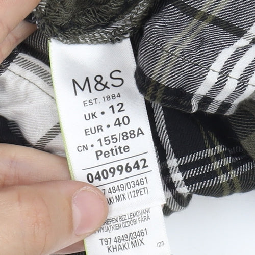 Marks and Spencer Women's Green Plaid Blouse, Size 12