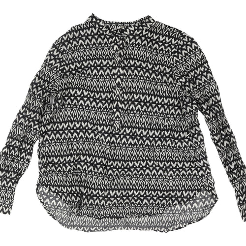H&M Women's Black Geometric Blouse Size 12 Casual
