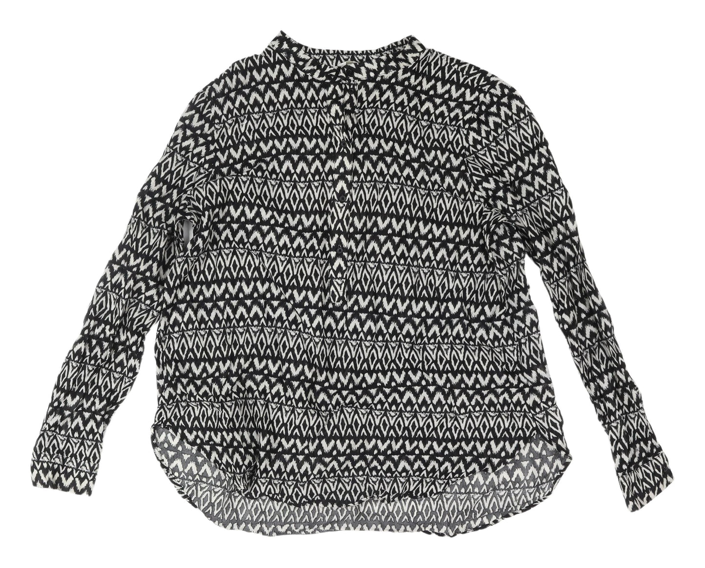H&M Women's Black Geometric Blouse Size 12 Casual