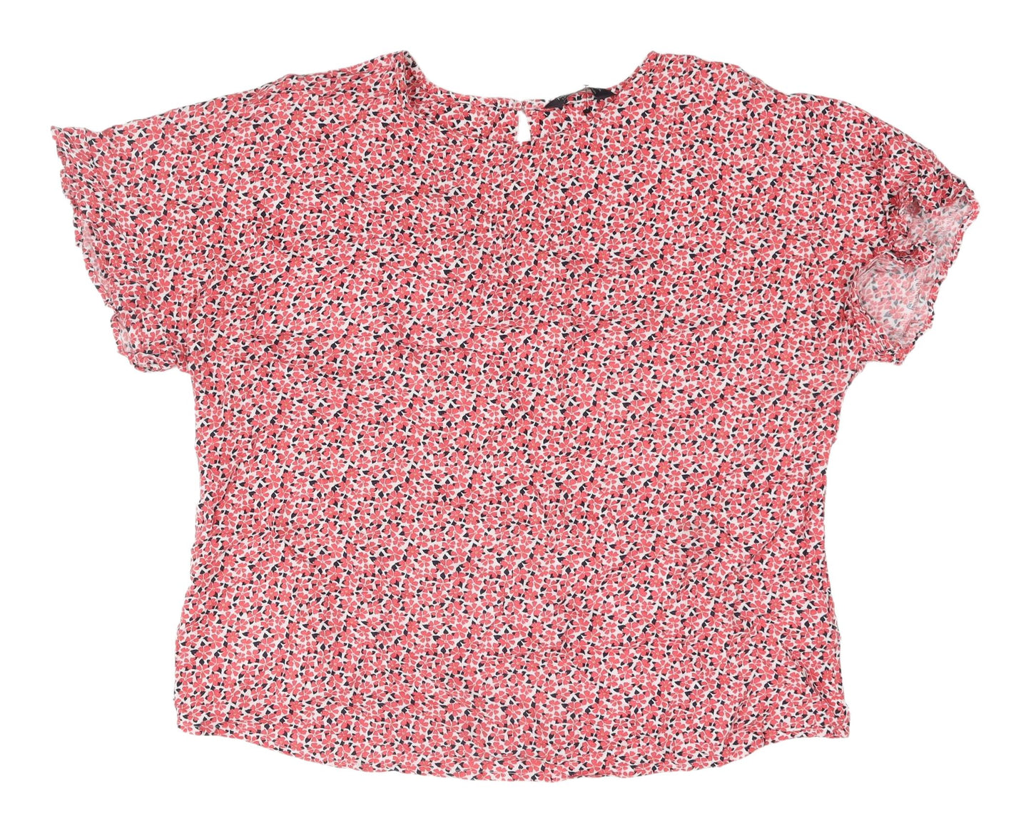 Marks and Spencer Women's Red Floral Flutter Sleeve Top