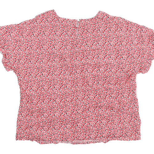 Marks and Spencer Women's Red Floral Flutter Sleeve Top
