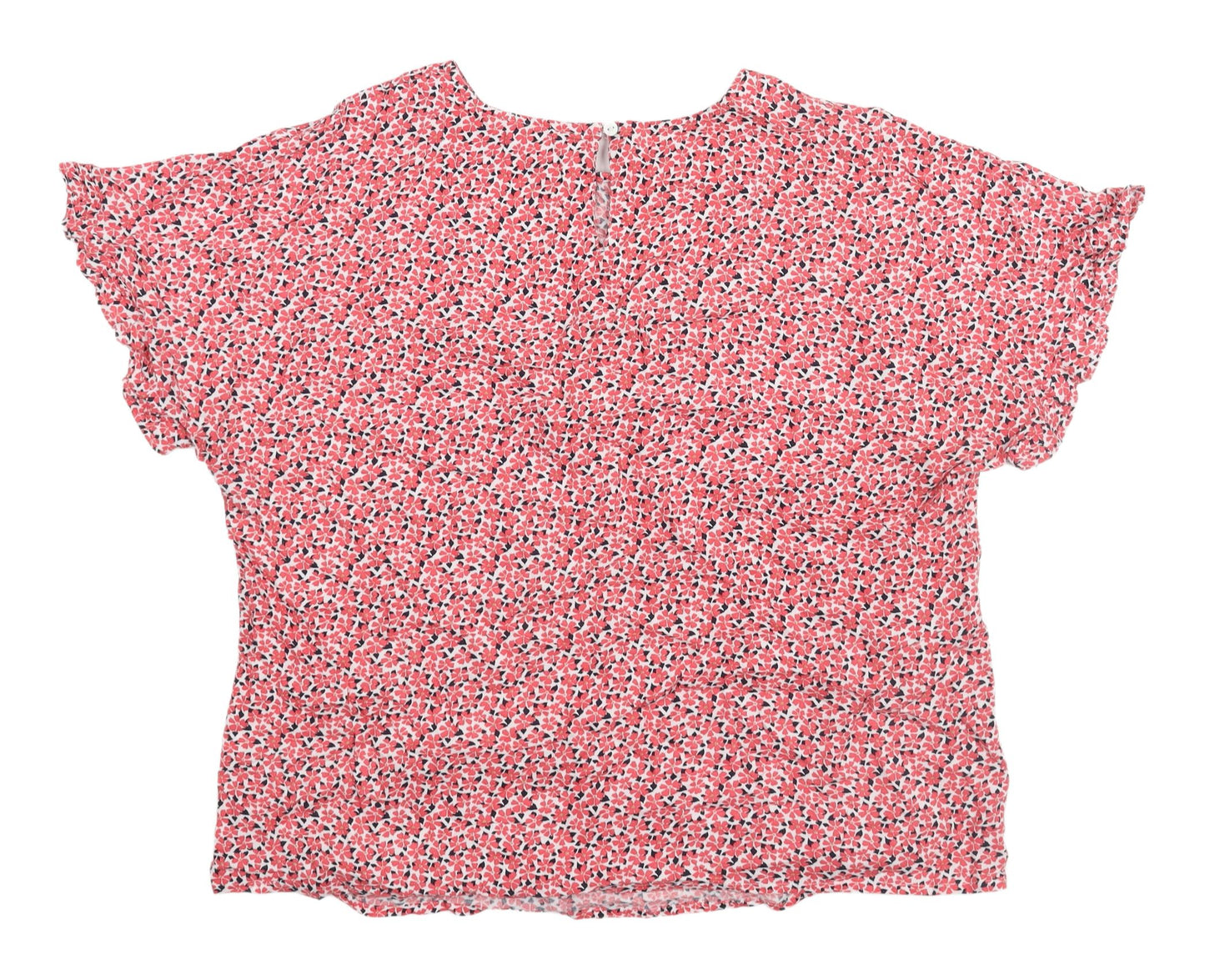 Marks and Spencer Women's Red Floral Flutter Sleeve Top