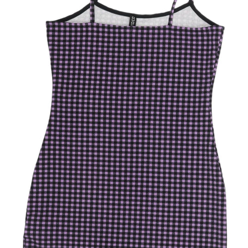 H&M Women’s Multicoloured Check Mini Slip Dress Size 8