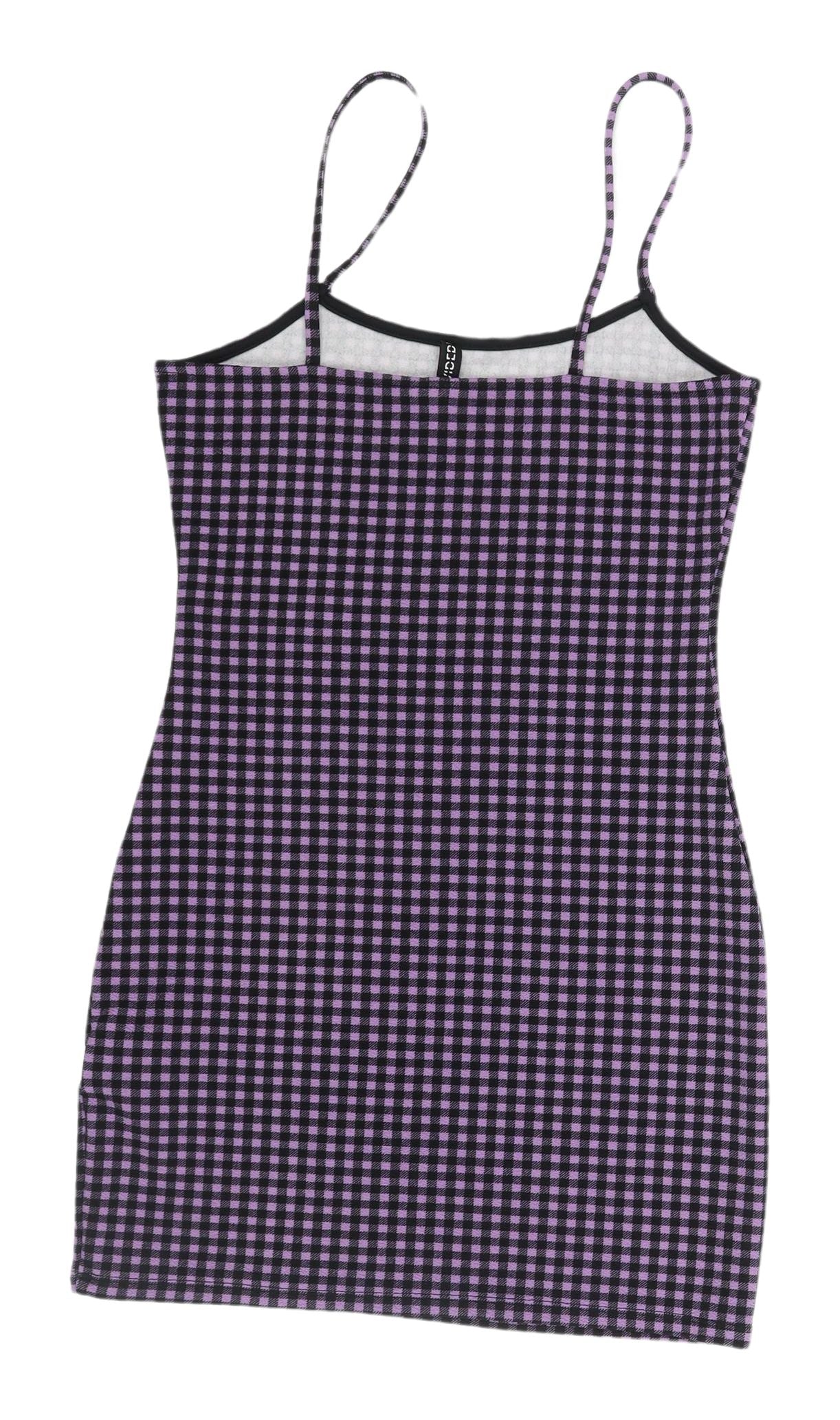 H&M Women’s Multicoloured Check Mini Slip Dress Size 8