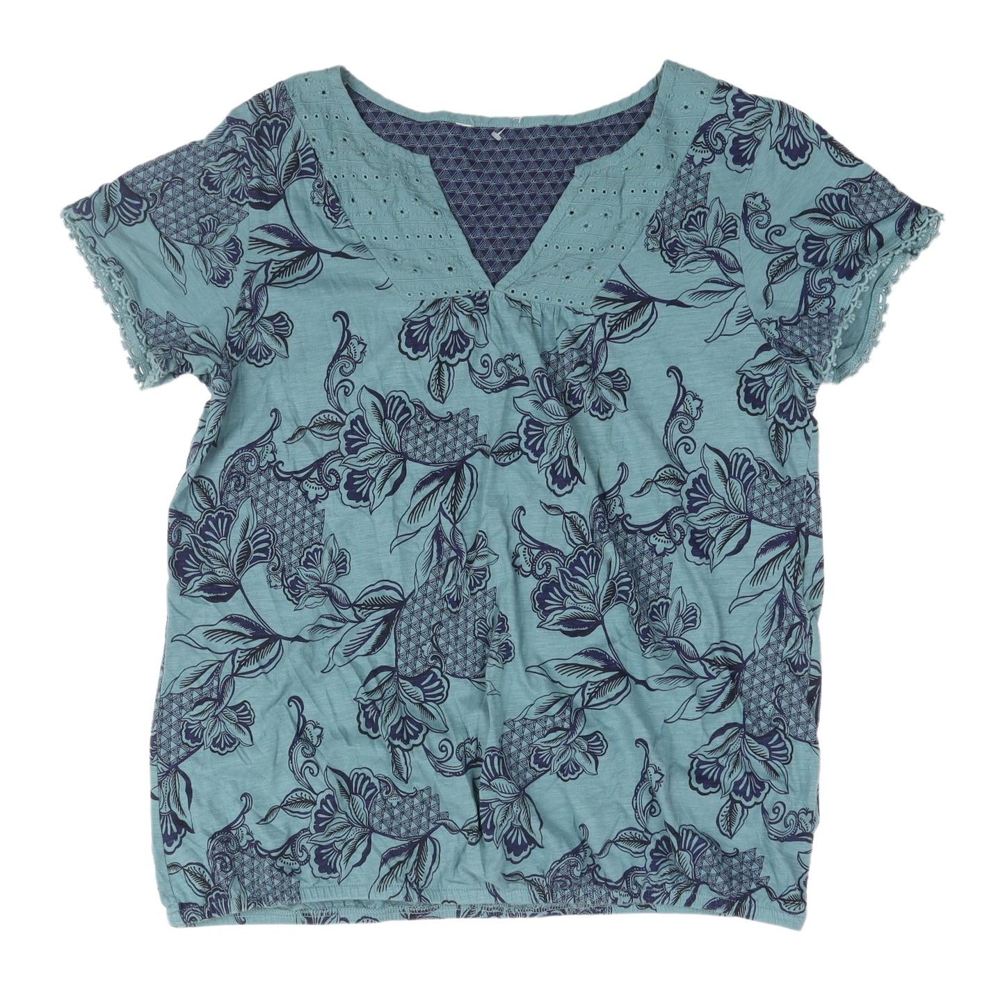 Debenhams Women's Blue Floral Short Sleeve Tunic Blouse