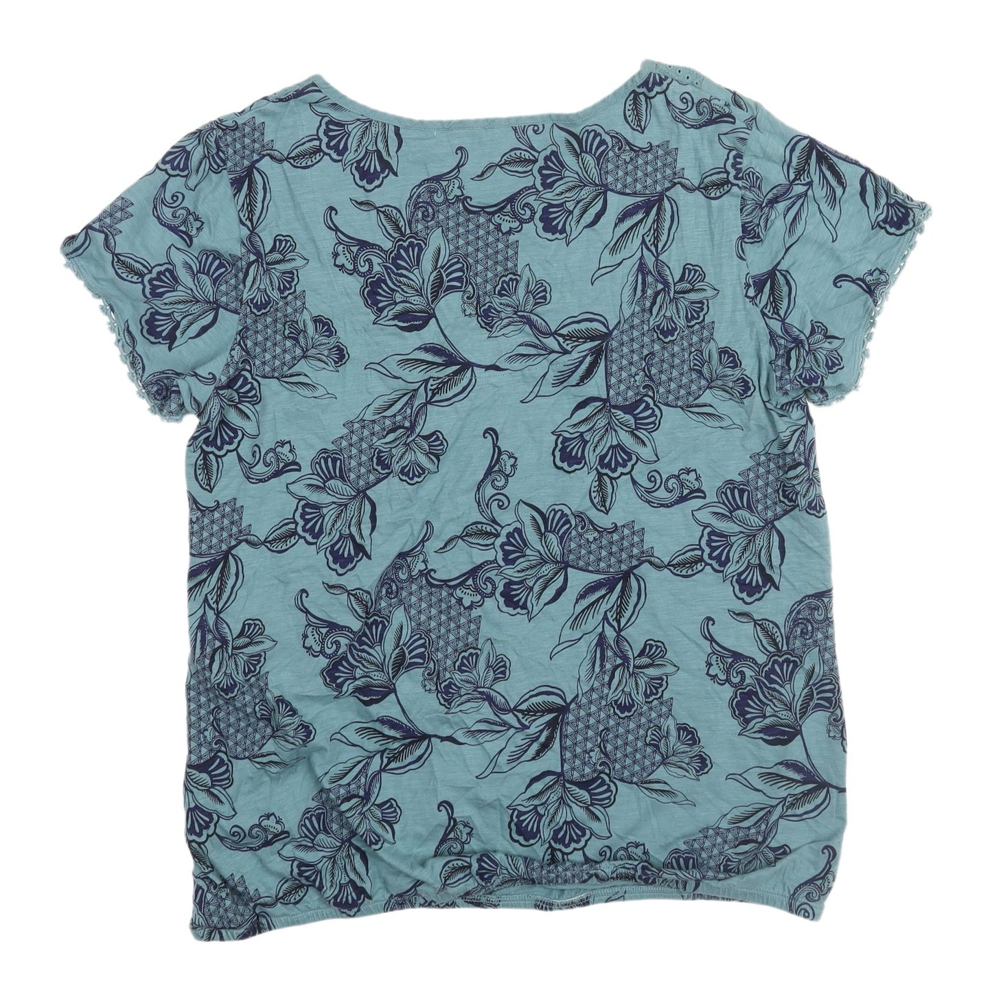 Debenhams Women's Blue Floral Short Sleeve Tunic Blouse