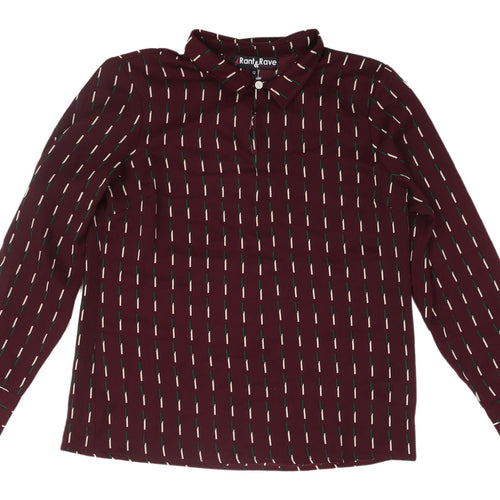 Rant & Rave Women's Red Geometric Blouse Size 12