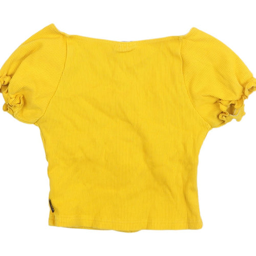 Minga London Yellow Cropped Blouse, Women's Size S