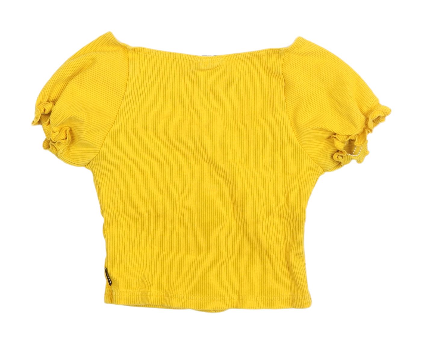 Minga London Yellow Cropped Blouse, Women's Size S