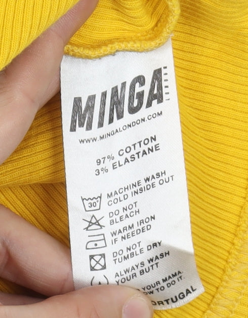 Minga London Yellow Cropped Blouse, Women's Size S