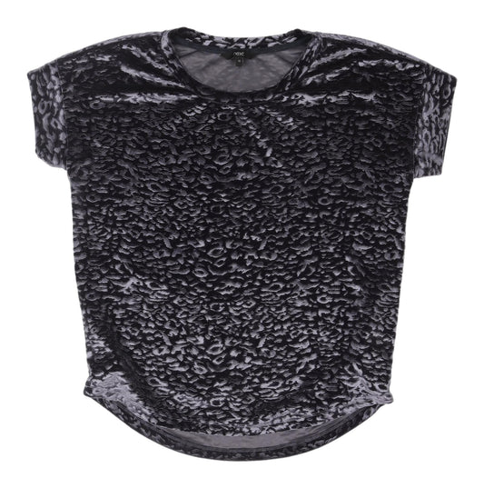 Next Women's Black Animal Print Velvet T-Shirt